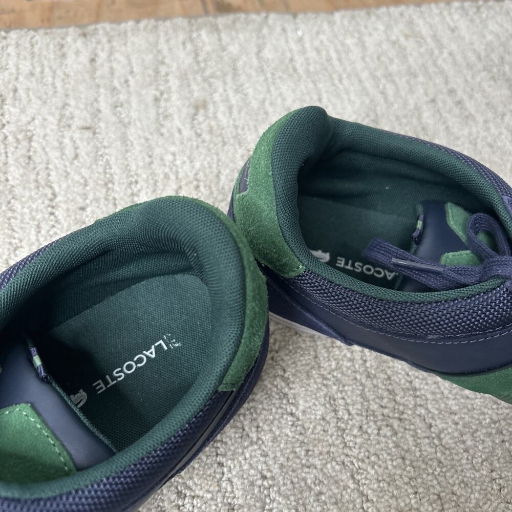 Lacoste Men Shoes Chaymon 123 2 Navy Green Leather Casual Sneakers Shoes Sz 11 - Picture 9 of 11